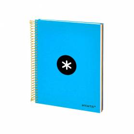 Cuaderno espiral liderpapel a5 micro antartik tapa forrada 120h 90g liso con bandas 6 taladros color azul