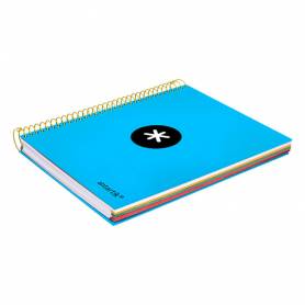 Cuaderno espiral liderpapel a5 micro antartik tapa forrada 120h 90g liso con bandas 6 taladros color azul