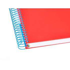 Cuaderno espiral liderpapel a4 micro antartik tapa forrada 120h 100 gr liso con bandas 4 taladros color rojo