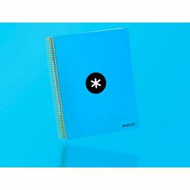 Cuaderno espiral liderpapel a4 micro antartik tapa forrada 120h 100 gr liso con bandas 4 taladros color azul