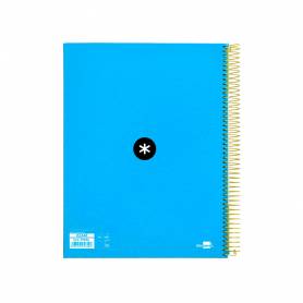 Cuaderno espiral liderpapel a4 micro antartik tapa forrada 120h 100 gr liso con bandas 4 taladros color azul