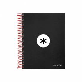 Cuaderno espiral liderpapel a5 micro antartik tapa forrada120h 90 gr cuadro 5mm 5 bandas6 taladros color negro