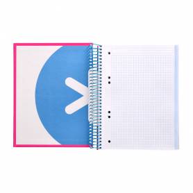 Cuaderno espiral liderpapel a5 micro antartik tapa forrada120h 100 gr cuadro 5mm 5 bandas 6 taladros color rosa