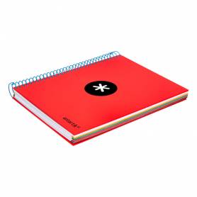 Cuaderno espiral liderpapel a5 micro antartik tapa forrada120h 90 gr cuadro 5mm 5 bandas6 taladros color rojo