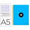 Cuaderno espiral liderpapel a5 micro antartik tapa forrada120h 100 gr cuadro 5mm 5 bandas 6 taladros color azul - KD31