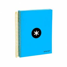 Cuaderno espiral liderpapel a5 micro antartik tapa forrada120h 90 gr cuadro 5mm 5 bandas6 taladros color azul