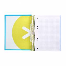 Cuaderno espiral liderpapel a5 micro antartik tapa forrada120h 90 gr cuadro 5mm 5 bandas6 taladros color azul