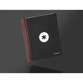 Cuaderno espiral liderpapel a5 micro antartik tapa forrada 120h 90 gr horizontal 5 bandas 6 taladros color negro