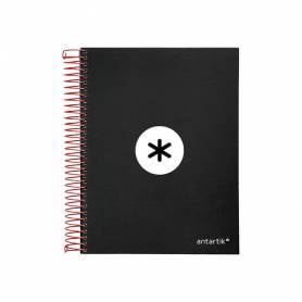 Cuaderno espiral liderpapel a5 micro antartik tapa forrada 120h 90 gr horizontal 5 bandas 6 taladros color negro