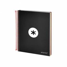 Cuaderno espiral liderpapel a5 micro antartik tapa forrada 120h 90 gr horizontal 5 bandas 6 taladros color negro