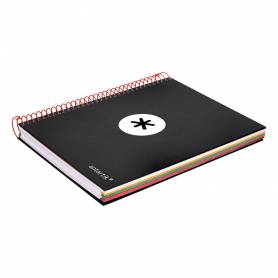 Cuaderno espiral liderpapel a5 micro antartik tapa forrada 120h 90 gr horizontal 5 bandas 6 taladros color negro