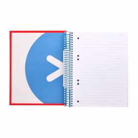 Cuaderno espiral liderpapel a5 micro antartik tapa forrada 120h 90 gr horizontal 5 bandas 6 taladros color rojo