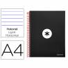 Cuaderno espiral liderpapel a4 micro antartik tapa forrada 120h 100 gr horizontal 5 bandas 4 taladros color negro - KD10