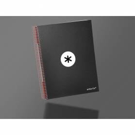 Cuaderno espiral liderpapel a4 micro antartik tapa forrada 120h 100 gr horizontal 5 bandas 4 taladros color negro