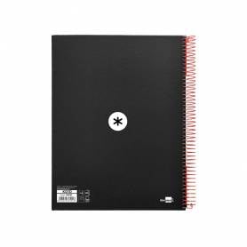 Cuaderno espiral liderpapel a4 micro antartik tapa forrada 120h 100 gr horizontal 5 bandas 4 taladros color negro