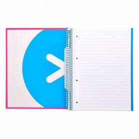 Cuaderno espiral liderpapel a4 micro antartik tapa forrada 120h 100 gr horizontal 5 bandas 4 taladros color rosa