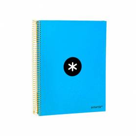 Cuaderno espiral liderpapel a4 micro antartik tapa forrada 120h 100 gr horizontal 5 bandas 4 taladros color azul