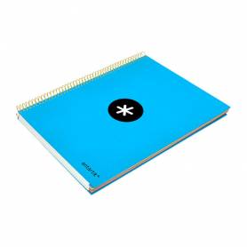 Cuaderno espiral liderpapel a4 micro antartik tapa forrada 120h 100 gr horizontal 5 bandas 4 taladros color azul