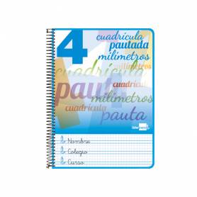 Cuaderno espiral liderpapel cuarto pautaguia tapa dura 80h75 gr cuadro pautado 5mm con margen