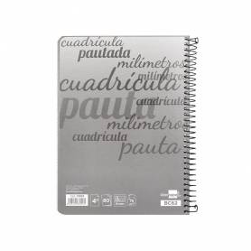 Cuaderno espiral liderpapel cuarto pautaguia tapa dura 80h75 gr cuadro pautado 5mm con margen