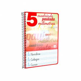 Cuaderno espiral liderpapel cuarto pautaguia tapa dura 80h75 gr cuadro pautado 5mm con margen