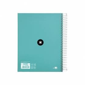 Cuaderno espiral liderpapel a5 micro antartik tapa forrada120h 90 gr cuadro 5 mm 5 banda6 taladros color menta