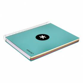 Cuaderno espiral liderpapel a5 micro antartik tapa forrada120h 90 gr cuadro 5 mm 5 banda6 taladros color menta