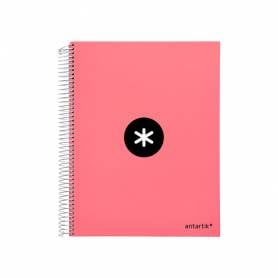 Cuaderno espiral liderpapel a4 micro antartik tapa forrada120h 100 gr cuadro 5mm 5 banda4 taladros color coral