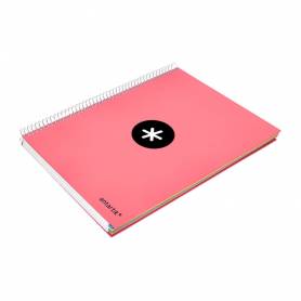 Cuaderno espiral liderpapel a4 micro antartik tapa forrada120h 100 gr cuadro 5mm 5 banda4 taladros color coral