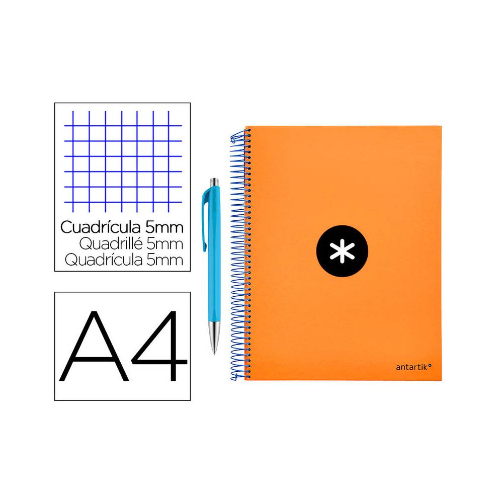 Cuaderno espiral liderpapel a4 micro antartik tapa forrada 120 h 100g cuadro 5 mm color naranja promo caran d ache