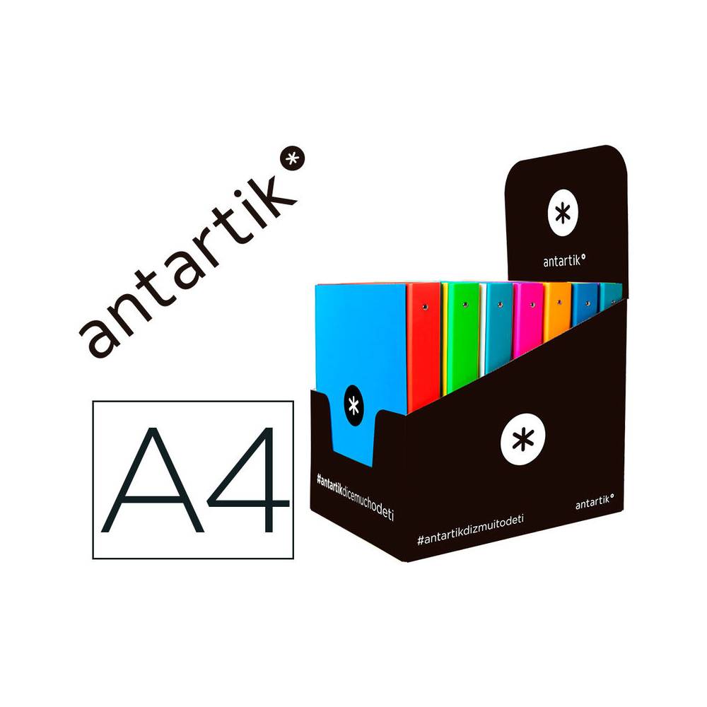 Carpeta liderpapel antartik a4 forrada 4 anillas 25 mm redondas colores surtidos