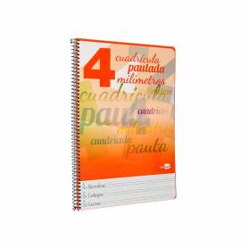 Cuaderno espiral liderpapel folio pautaguia tapa dura 80h 75 gr cuadro pautado 4mmcon margen colores surtidos