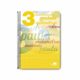 Cuaderno espiral liderpapel folio pautaguia tapa dura 80h 75 gr cuadro pautado 3 mmcon margen colores surtidos