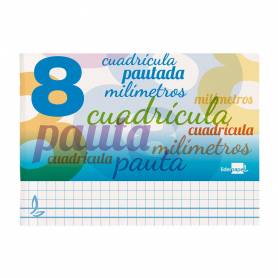 Libreta liderpapel pautaguia tapa cartoncillo 32 hojas din a5 cuadriculado pautado 8mm apaisada 70 gr