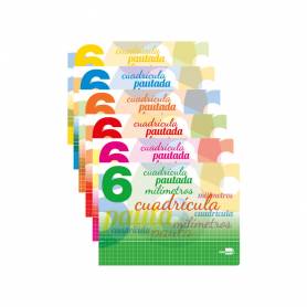 Libreta liderpapel pautaguia tapa cartoncillo 32 hojas din a5 70 g cuadriculado pautado 6 mm apaisado