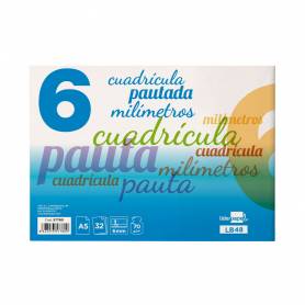 Libreta liderpapel pautaguia tapa cartoncillo 32 hojas din a5 70 g cuadriculado pautado 6 mm apaisado