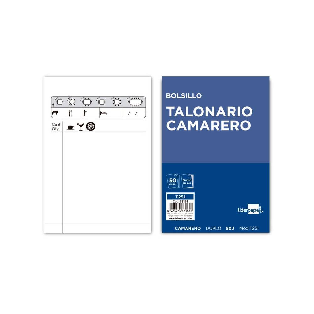 Talonario liderpapel camarero bolsillo original y copia t251 zig zag