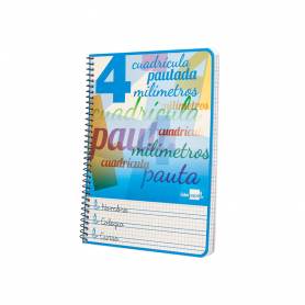 Cuaderno espiral liderpapel cuarto pautaguia tapa blanda 40h 75 gr cuadro pautado 4mm colores surtidos