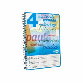 Cuaderno espiral liderpapel cuarto pautaguia tapa blanda 40h 75 gr cuadro pautado 4mm colores surtidos