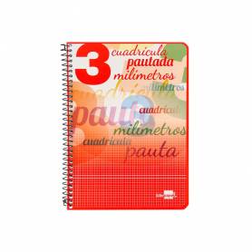 Cuaderno espiral liderpapel cuarto pautaguia tapa blanda 40h 75 gr cuadro pautado 3 mm con margen colores surtidos