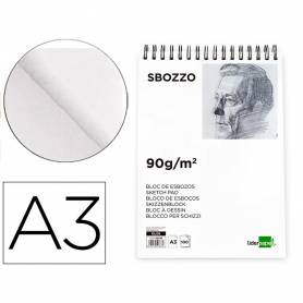 Bloc dibujo liderpapel esbozos espiral a3 297x420mm 100 hojas 90gr/m2 sin recuadro