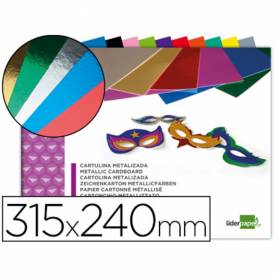 Bloc trabajos manuales liderpapel cartulina metalizada 240x315mm 10 hojas colores surtidos