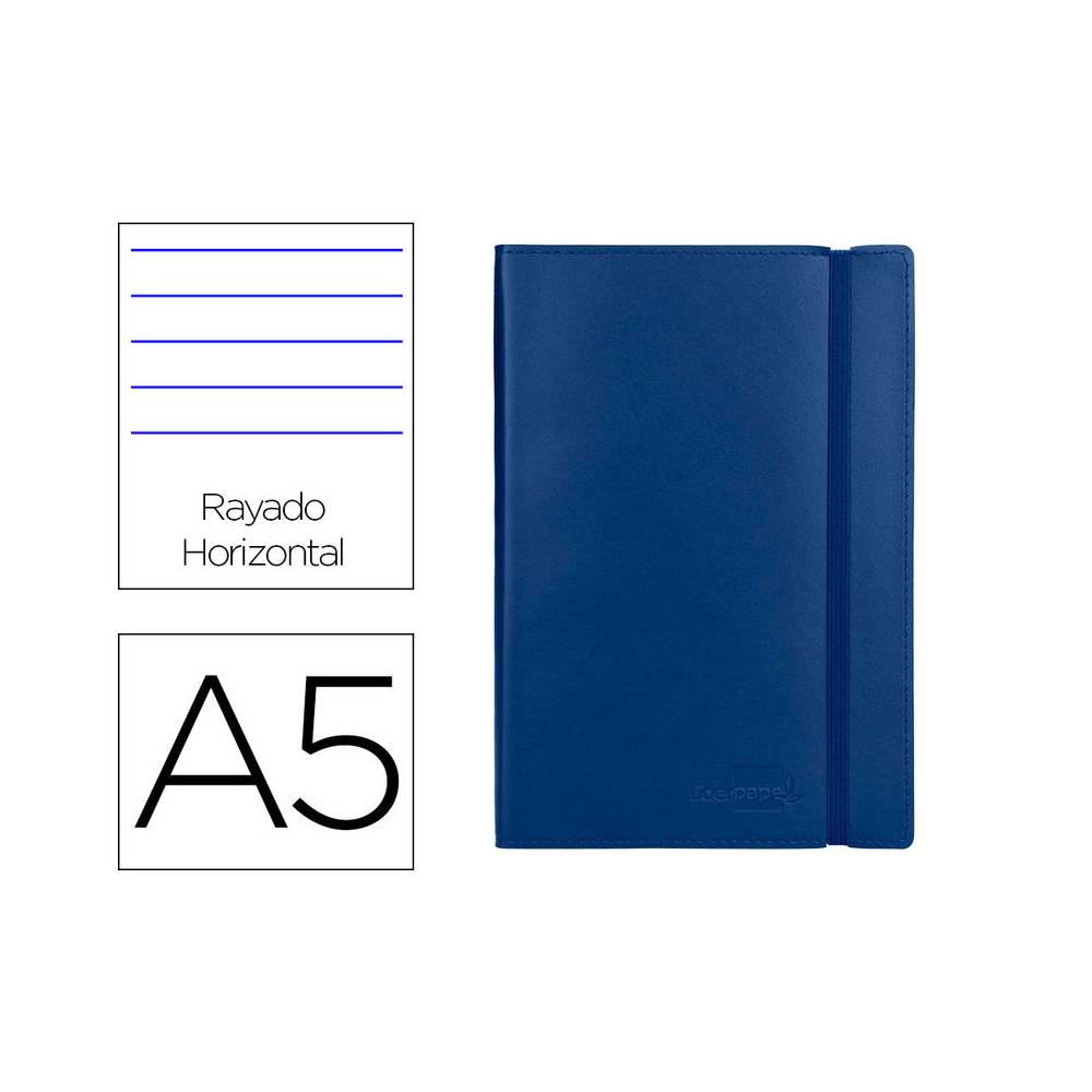 Libreta liderpapel simil piel a5 120 hojas 70g/m2 horizontal sin margen azul