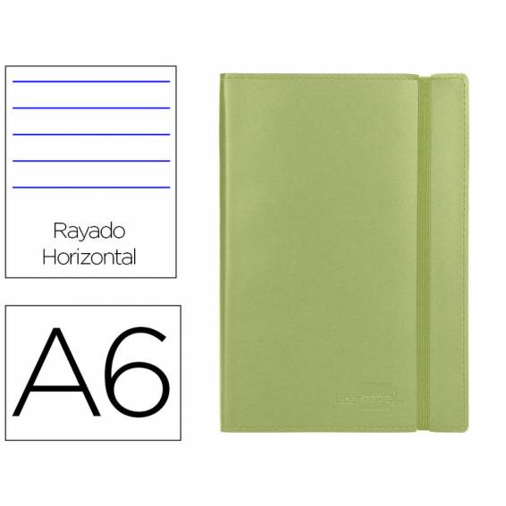 Libreta liderpapel simil piel a6 120 hojas 70g/m2 horizontal sin margen verde