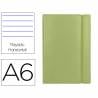 Libreta liderpapel simil piel a6 120 hojas 70g/m2 horizontal sin margen verde - LD08