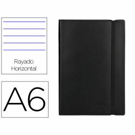 Libreta liderpapel simil piel a6 120 hojas 70g/m2 horizontal sin margen negro