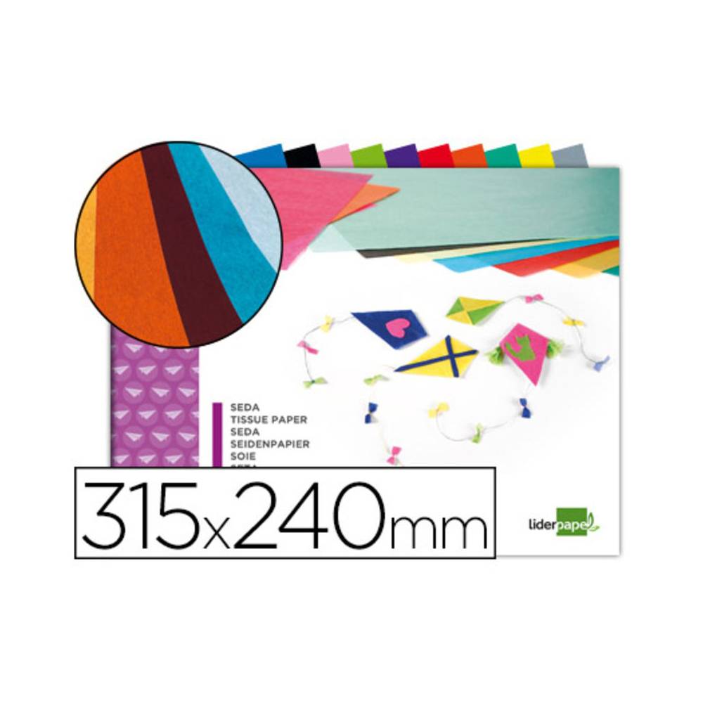 Bloc trabajos manuales liderpapel seda 240x315mm 10 hojas colores surtidos