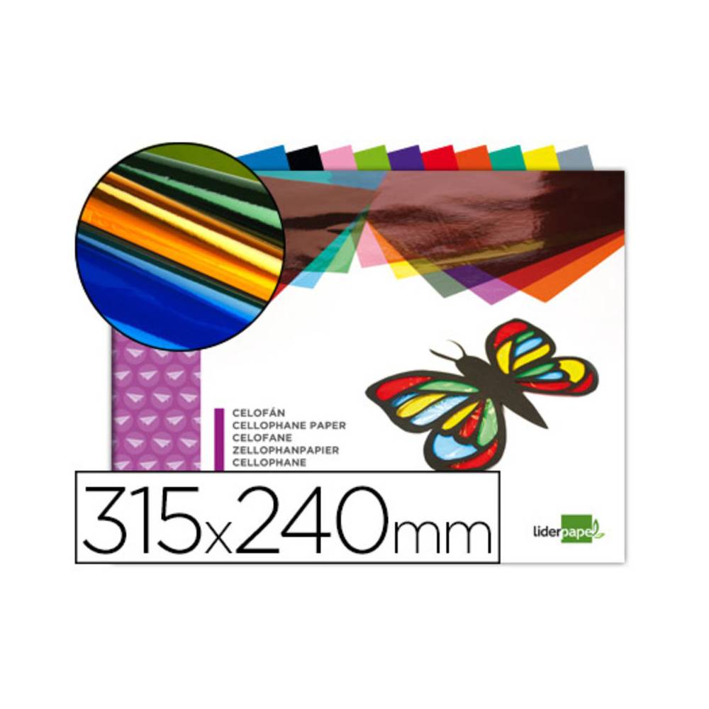 Bloc trabajos manuales liderpapel celofan 240x315mm 10 hojas colores surtidos