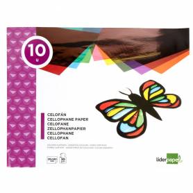 Bloc trabajos manuales liderpapel celofan 240x315mm 10 hojas colores surtidos