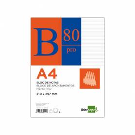 Bloc notas liderpapel horizontal a4 80 hojas 60g/m2 encolado